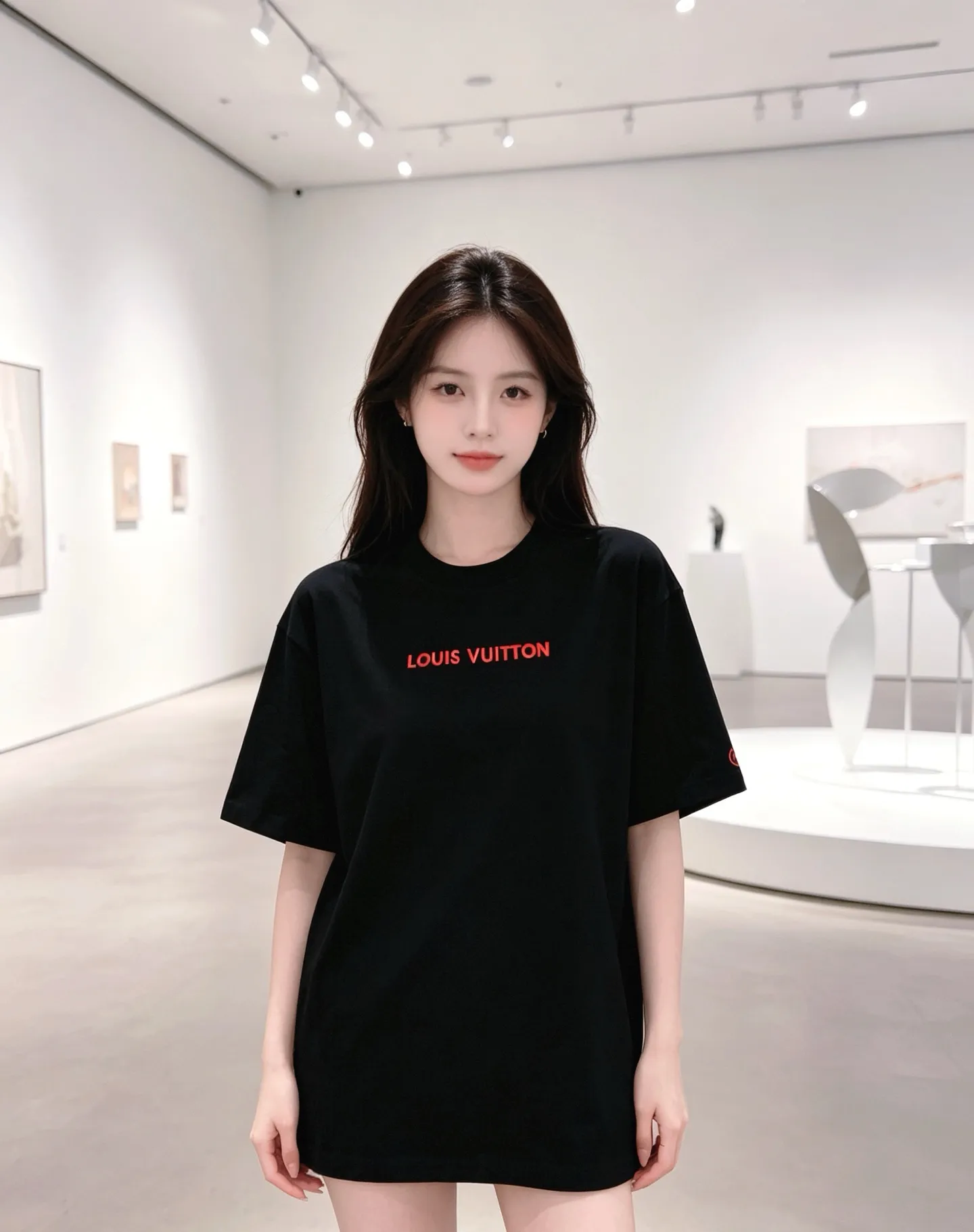 Louis Vuitton/Louis Vuitton short sleeves with red letter slogan printed on the chest